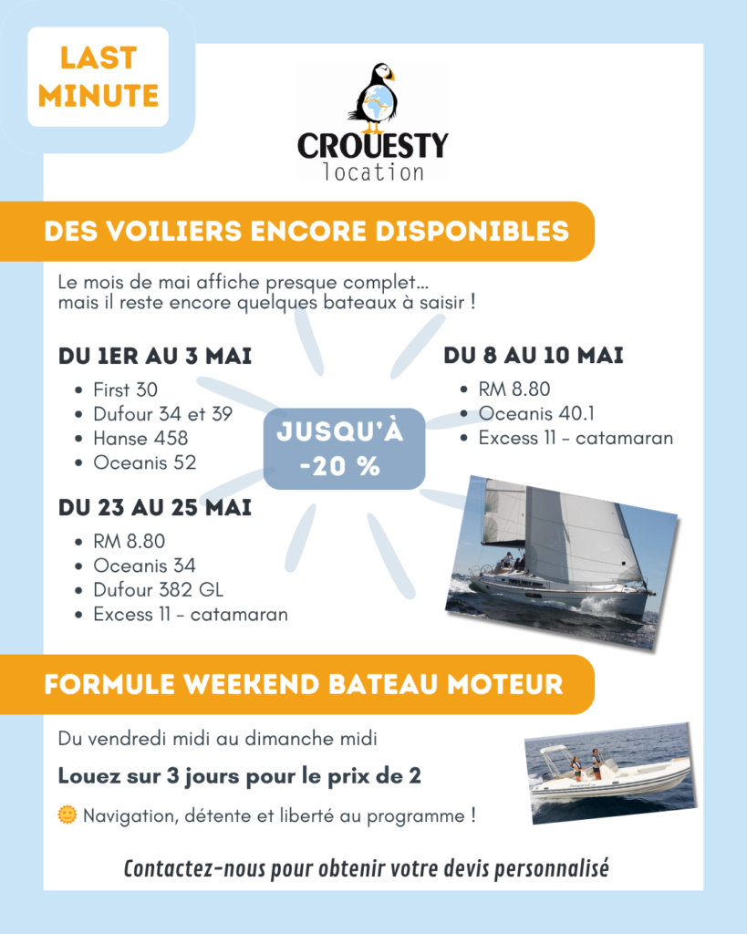 🚤 Dernières disponibilités du mois de mai 2026 !